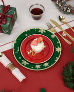 Goodluck 350 Piece Christmas Plates Sets for 50 Guests, Christmas Tableware Disposable for Party, Include 100Plates, 50Pack Pre Rolled Napkins with Silverware, 50Cups for Party, Wedding, Graduation
