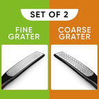 Spring Chef Premium Lemon Zester Grater with Handle - Ginger, Nutmeg, Garlic Grater - Heavy Duty Kitchen Tool - Stainless Steel Citrus Zester with Blade Cover - Fine & Coarse Shred, Set of 2, Black