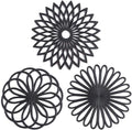 Set of 3 Silicone Trivet Mat - Hot Pot Holder Hot Pads for Table & Countertop - Trivet for Hot Dishes - Non-Slip & Heat Resistant Modern Kitchen Hot Pads for Pots & Pans, Black