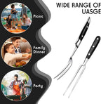 CHENGU 2 Pieces Carving Fork for Meat 12 Inch Kitchen Stainless Steel Serving Cooking with Wood Handle Classic Grill with ABS Handle Xmas Black Barbecue BBQ Fork Carving Set