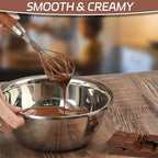 Stainless Steel Wire Whisk, Wooden Handle Kitchen Multi Function Non Stick Balloon Whisk Egg Beater for Blending Whisking, Beating, Frothing & Stirring Batters (10"L x 1.8"W)