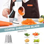 Rotary Cheese Grater with Handle Kitchen Shredder Slicer Grater Slicer Ice Shaver Cheese Vegetable Nuts Potato Zucchini Chocolate 3 Interchangeable Blades (WhiteBlue)