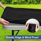 homing Rectangle Table Cloth Cover, Waterproof Polyester Elastic Fitted Tablecloth, Fits for 5 Foot Folding Tables, Washable Table Protector for Picnic, Camping, Outdoor (Black, 30" x 60")
