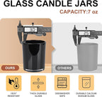 Thick Candle Jars for Making Candles 16 Pcs, 7 OZ Empty Jars with Wood Lids for Candle Making, Sample Container, Black
