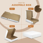 Fit Meal Prep [250 Pack] White Pie Boxes - 10x10x2.5 Inch Square Bakery Boxes for Cookies, Cheesecake, Chocolate Covered Strawberries, Dessert, Macaroon, Bread - Bulk Paper Cardboard Boxes
