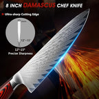 HOSHANHO 8 Inch Damascus Chef Knife, Professional Japanese Damascus Super Steel Kitchen Knife, Ultra Sharp Cooking Knife with Ergonomic G10 Handle