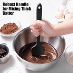 2-Piece Silicone Scraper & Spoon Spatulas: Doosu 600°F Heat Resistant Food Grade BPA Free Rubber Baking Flat Spatula Kitchen Cooking Spoonula for Mixing, Scraping, Folding, Stirring, Serving (Black)