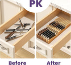 Bamboo In-Drawer Knife Block for 15 Knives(Not Included), Knife Drawer Organizer,Knife Holder Countertop,Block Knife Storage Organizer for Kitchen