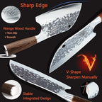 BLADESMITH Serbian Chef Knife 8“, Butcher Cleaver Hand Forged Blade, Handmade Non-Slip Ergonomic Wenge Wood Handle, Kitchen Gifts