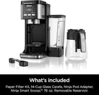 Ninja | Drip Coffee Maker | DualBrew Pro Hot & Iced Coffee | Compatible with K-Cup Pods | 3 Brew Styles (Classic, Rich, & Iced) | 70oz Removable Reservoir & Dishwasher Safe | Black | 14-Cup (Renewed)