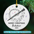 Awesome Clarinet Musical Ceramic Ornament, Custom Text Year Name Clarinetist Xmas Tree Ornaments Gift for Women Men Clarinet Instrument Player, Personalized Clarinets Ceramic Christmas Ornament 2025
