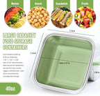 2 Pack Sandwich Containers, 40oz Stainless Steel Sandwich Box with Airtight Lids, Reusable Metal Meal Prep Lunch Boxes, BPA-Free, Dishwasher Safe, Large Capacity Food Storage Containers (Green)