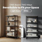 HOMEDANT House 5-Tier Metal Rolling Cart Shelf Rack Casters Heavy Duty Laminated Wheel Shelving Unit Adjustable Utility Storage Shelves Organizer Shelf Kitchen Garage 36.2" W x 16.5" D x 69.5" H 3Pack