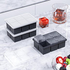Large Ice Cube Tray for Whiskey 3 Pack, HANCELANT Big Silicone Square Ice Cube Mold with Removable Lid, 2'' Huge Square Ice Cubed Tray for Whisky and Cocktail