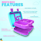 YOLAY Bento Box for Kids Lunch Box Leak-Proof, 5-Compartment Lunch Box Kids for Ages 3-10, Durable with Anti-Slip Base, Suitable for Schools, Outdoor and Travel (Unicorn)