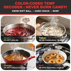 Upgraded Candy Thermometer Waterproof IP67 - Oil Thermometer for Frying with Clips - 5" Side of Pot Rainbow dial Thermometer Deep Fry for Oil Candy Candle Shallow Pot BBQ - Silver XL