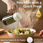 Olive Oil Dispenser and Oil Sprayer – 16oz/470ml Glass Light-Proof Oil Pourer for Kitchen, Air Fryer, Cooking, Salad, and BBQ