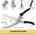KUNIFU Poultry Shears, All Purpose Heavy Duty Kitchen Scissors For Food Turkey Meat Chicken Herbs, Cooking Scissors Utensils, Kitchen Gadgets Gray