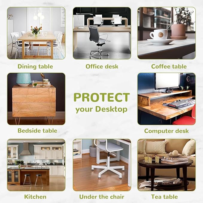 17 x 63 Inch Clear Table Cover Protector, Clear Table Protector, 1.5mm Plastic Table Cover, Vinyl Table Protector, Desk Mats on Top of Desks