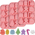 Christmas Molds Silicone Chocolate Molds Christmas Tree Santa Claus Gingerbread Cane Candy Molds 3pcs for Resin, Ice Cube, Soap, Cake Topper