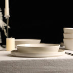 Stone Lain Claire 4-Piece Pasta Bowl Set Stoneware, Bowls, Dishwasher and Microwave Safe, Dish Set for 4, White