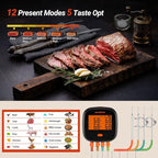 INKBIRD WiFi Meat Thermometer for Grilling, Unlimited Rang Rechargeable BBQ Thermometer APP Calibration, Temp Graph Mobile Notification, 4 Colorful Probes Food Thermometer for Pellet Smoker Oven