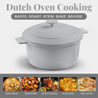 Gotham Steel 5 Qt Dutch Oven Pot with Lid, Nonstick Ceramic 10 in 1 Cooking Pot & Dutch Oven for Bread Baking, Lightweight, Oven & Dishwasher Safe – Gray
