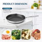 Skillets and Frying Pans NonStick with Lid, 10 inch Stainless Steel Non Stick Frying Pan Honeycomb for Kitchen Cookware - Dishwasher and Oven Safe Pan for Induction Gas Ceramic.