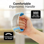 Zulay Kitchen Stainless Steel Garlic Press Rocker Set - Premium Garlic Mincer Garlic Crusher - New Innovative Garlic Crusher with Peeler and Scraper - Comfortable Grip (Blue)