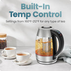 CHEFMAN Lightning High-Powered Electric Kettle, 1.8L 1750W, Rapid Boil 2 Cups in 2 Minutes, BPA Free Cordless Tea Kettle with Digital Temperature Control and 1-Hour Keep Hot – Stainless Steel