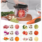 LHS Manual Food Processor Large Vegetable Chopper, 1000ML Pull String Chopper Garlic Mincer Onion Cutter for Veggies,Salad,Fruits, Nuts, BPA Free, Black