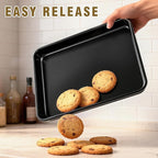 Toaster Oven Pans Set of 2, Shinsin 11-Inch Nonstick Baking Sheet Pans and Trays, 1/8 Thicker Replacement Small Baking Tray Accessories for Cookie, Non Toxic and Easy Clean and Diswasher Safe,Black