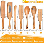 Spurtles Kitchen Tools Wooden, 7Pcs Wooden Spoons for Cooking, Natural Premium Spatula Set, Heat Resistant Cooking Utensil for Nonstick Cookware, Spurtle for Sourdough Starter