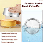 LIANYU 6 Inch Cake Pan Set of 3, Stainless Steel Round Smash Cake Baking Pans Tins, Bakeware for Birthday Wedding Party, Leak-proof & Mirror Finish, Dishwasher Safe