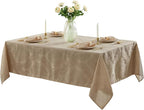 Newbridge Barcelona Luxury Damask Fabric Tablecloth, 70” Extra Wide x 108” Rectangle, Golden Beige, 100% Polyester, No Iron, Soil Resistant Dining Room, Party and Banquet Table Cover