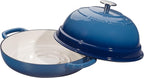 Enameled Cast Iron Dutch Oven Pot with Lid, Round Bread Oven for Homemade Sourdough Bread Baking, 6 Quart, Lake Blue