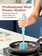 Meat Chopper, Hamburger Chopper, CLUEAPOP Potato Masher-Professional Multifunctional Heat Resistant Nylon Ground Beef Smasher Kitchen Tools And Gadgets, Safe For Non-Stick Cookware