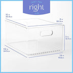 Clear Plastic Organizer Bins with Handles for Home Organization. Storage Containers for Organizing Fridge, Freezer, Cabinet. Pantry, Great for Kitchen, Garage, Laundry Room. 10"x8"x5"