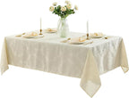 Newbridge Barcelona Luxury Damask Fabric Tablecloth, 70” Extra Wide x 108” Rectangle, Antique White, 100% Polyester, No Iron, Soil Resistant Dining Room, Party and Banquet Table Cover