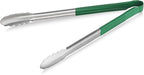 New Star Foodservice 35810 16-Inch Utility Spring Tongs, Stainless Steel, Vinyl Coated, Set of 12, Green