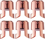 Champagne Sealer Stopper 6 Pack Stainless Steel Sparkling Wine Bottle Stoppers，Leak-Proof Bubble Retaining Saver，Suitable for Champagne Prosecco Cava and Sparkling (Rosegold)