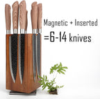 Magnetic Knife Block, Rotatable Knife Holder, Wooden Brown, Modern Style, Acacia Material
