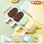 3pcs Large Silicone Popsicle Molds with Lids,4 Cavities Cake Pop Molds,Oval Ice Cream Bar Mold Ice Pop Cakesicle Molds Silicone with 100 Wooden Sticks & 100 Bags &100 Twist Ties(White)
