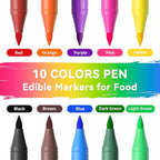 Jewem Edible Markers for Cookie Decorating,10Pcs Ultra Fine Tip(0.5mm) Food Coloring Pens, Upgrade Double Side Food Grade Pens for Decorating Fondant Cakes, Easter Eggs, Frosting, Macaron,Halloween and Christmas Gifts