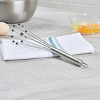 Restaurantware-German Standard 10.6 Inch Ball Whisks, 24 Kitchen Whisks With Silicone Balls - Ergonomic Handle, Dishwashable, Stainless Steel Manual Egg Beater, Durable, For Whisking, Stirring, Mixing