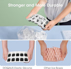 DOQAUS Ice Cube Tray with Lid and Bin, 4 Pack Silicone Plastic Ice Cubes Trays for Freezer with Box/Container, Stackable with Storage Iced Bucket Kits, Scoop, for RV, Soup, Food, Cocktail, Coffee
