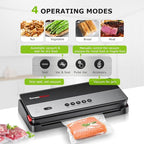 Bonsenkitchen Vacuum Sealer Machine, Multi-Functional Food Sealer with 1 Roll Bag, Bag Storage | Built-in Cutter, Black-Silver