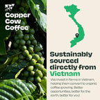 Copper Cow Premium Vietnamese Ground Coffee, 10 OZ | Churro Flavored Coffee | Dark Roast Made with Real Cinnamon | Vietnamese Coffee