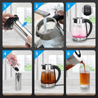 Aigostar Electric Kettle, Tea Kettle with Temperature Control and Tea Infuser, 1500W Hot Water Kettle with Variable Temperature, Keep Warm Function, LED Indicator Light Change, Auto Shut-Off, 1.7L