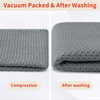 Homaxy 100% Cotton Waffle Weave Kitchen Dish Towels, Ultra Soft Absorbent Quick Drying Cleaning Towel, 13 x 28 Inches, 12-Pack, Grey